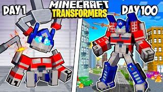 I Survived 100 Days as the TRANSFORMERS in Minecraft