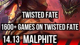 TWISTED FATE vs MALPHITE (TOP) | 1600+ games, Legendary | EUNE Master | 14.13
