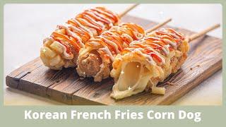 Easiest Korean French Fries Corn Dog Recipe (Gamja-hotdog: 감자핫도그)