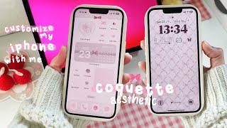 CUSTOMIZE MY IPHONE 13 WITH ME  how I make my phone aesthetic  COQUETTE THEME pinterest aesthetic