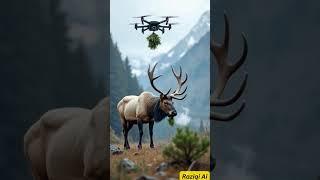 Drone Camera Feeding Animals during winter️#winter #animals #dronevideo #helpanimals