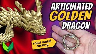 Articulated GOLDEN dragon - solid metal casting by VOGMAN - 3D printed using Resinworks Easycast 200