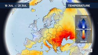 Monthly temperature forecast for Europe 14/7/2024