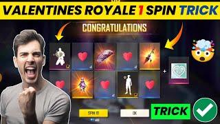 VALENTINES ROYALE IN FREE FIRE 1 SPIN TRICK || FREE FIRE NEW EVENT || VALENTINES ROYALE SPIN FF