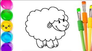 Easy Sheep  Drawing Painting and Colouring for Kids and Toddlers_ Kids Art 