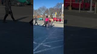 Girl fight.. Girl in the red was being bullied by other girl and this is what happened