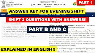 LIFE SCIENCE SHIFT 2|| CSIR JUNE 2022 ||SOLVED QUESTIONS!!ANSWER KEY!!CHECK SOON!!PART1