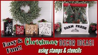 ⭐EASY & FUN CHRISTMAS DECOR IDEAS!!~Dollar Store & Thrift Store Upcycles~Beebeecraft Stencils DIYS