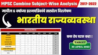 राज्यशास्त्र साठी महत्वाचे घटक | MPSC Combine Indian Polity Analysis 2017 2022 | Topicwise Analysis