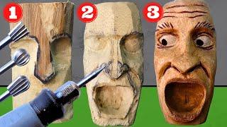 Wood Carving Tutorial: Creating a Surprised Face on a Stick with a Dremel Tool