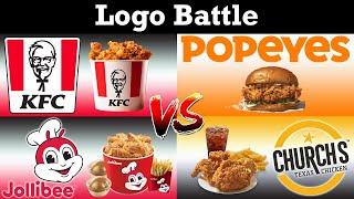 KFC VS Popeyes VS Jollibee VS Church's Texas Chicken - Logo Battle