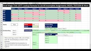 Excel Magic Trick 1377: Lookup Formula To List All Incomplete Assignments: INDEX, TEXTJOIN & More