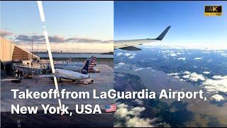 Takeoff from New York LaGuardia Airport LGA 4K HDR USA 