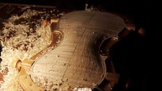 Making the Violin Back Arching - 1 Hour Wood Carving ASMR