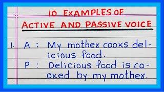 Examples of Active voice and Passive voice | 5 | 10 Examples of Active and Passive voice in English