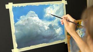 Масляная живопись для начинающих. Рисуем пейзаж  #4 Небо . Распаковка ! Art tutorial. Oil painting