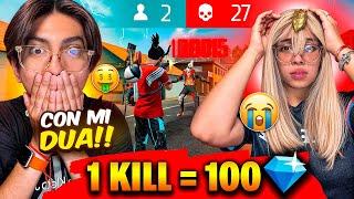 100 DIAMANTES X KILL con MI DUA DE FREE FIRE LA DEJÉ POBRE