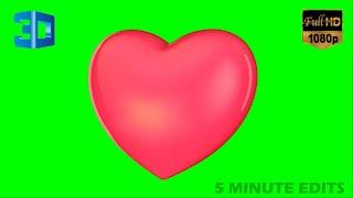 3D Heart Green Screen Animated | Heart Green Screen With Sound Effect | Green Screen Heart 3D