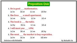 Preposition objective questions | Preposition in english grammar | Prepositions practice exercises