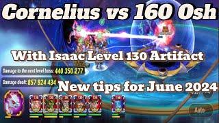 Hero Wars Osh Guide - Cornelius vs 160 Osh in Asgard with Level 130 Isaac artifacts.