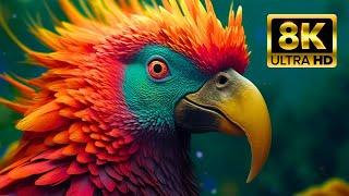 The Most Colorful Birds 8k - Soothing Nature Music, Relaxing - Vivid Images FULL 8K