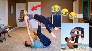 COUPLES YOGA CHALLENGE!! (we tried lol)