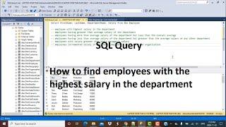 SQL Query | How to find employees with highest salary in a department