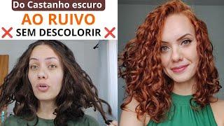 Transformação sem descoloração: Do castanho escuro ao ruivo laranjinha em casa - Resultado incrível!