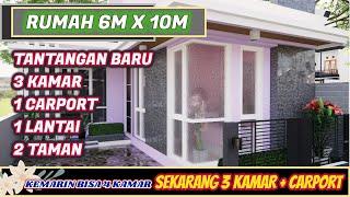 Desain rumah 6x10 3 kamar tidur - banyak dicari - ad taman belakang