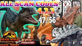 Jurassic World EPIC EVOLUTION CHAOS THEORY MATTEL Scan Codes All Dinosaurs UPDATE 47/56 GASTONIA