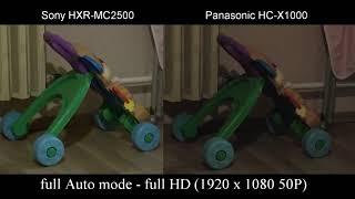 Sony HXR-MC2500 vs Panasonic HC-X1000 Low light video test