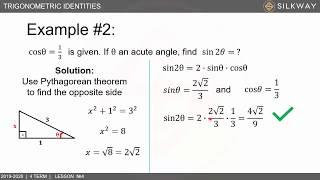 Grade 9 - Algebra - Trigonometric identities 2