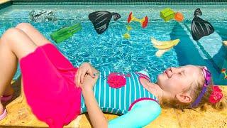 Nastya aprende a nadar en la piscina, cuentos infantiles