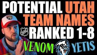 Potential Utah NHL Team Names Ranked 1-8!