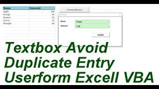 Textbox Avoid Duplicate Entry Userform Excel VBA