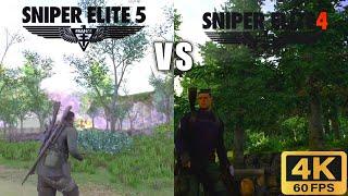 Sniper Elite 4 vs Sniper Elite 5 Trees Graphics Comparison 4K 60FPS Gameplay 