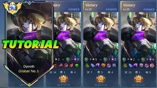 TUTORIAL HOW TO PLAY DYRROTH BEST BUILD EMBLEM AND ROTATION 2024 | MLBB