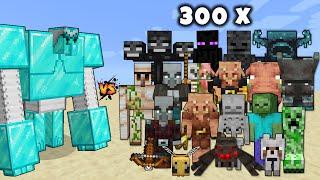 Mutant Diamond Golem vs 300 of Every Minecraft Mobs - Minecraft Mob Battle