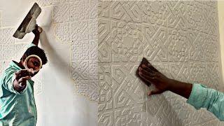 Modern Wall Texture Stencil Design | Wall Texture Painting ideas