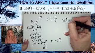 If csc𝜃 = 8/3 & π/2＜𝜃＜π, find cot(𝜃/2).