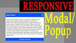 How To Create A Responsive Modal In HTML and CSS | Responsive Popup | Rizowan Ahmed Safi