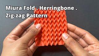 Tiny Paper Demo of Herringbone Tessellation, V-pleat, Zigzag Pattern or Miura Folds