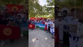 Kyrgyz and Uzbek group excludes Israeli flag bearer from photo