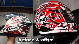 Penampakan helm ink custom ala-ala arai