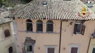 Drone Video Shows Quake Damage in Visso, Italy