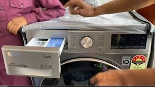 lg 9 kg fully automatic front load washing machine demo washing machine how to use in hindi |