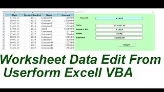 Worksheet Data Edit From Userform EXcell VBA