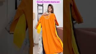 Meesho festive embroidered kurta set l Diwali Outfit Ideas #meesho #diwali #embroidered #trending