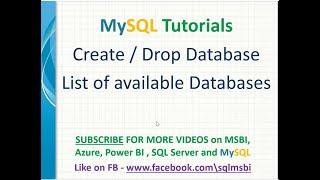 Create or Drop databases in MySQL