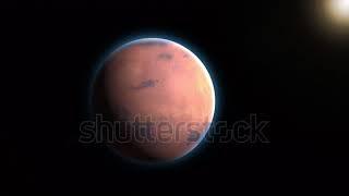 4k loop Animated sunrise on Mars planet. 3D Animation.  NASA